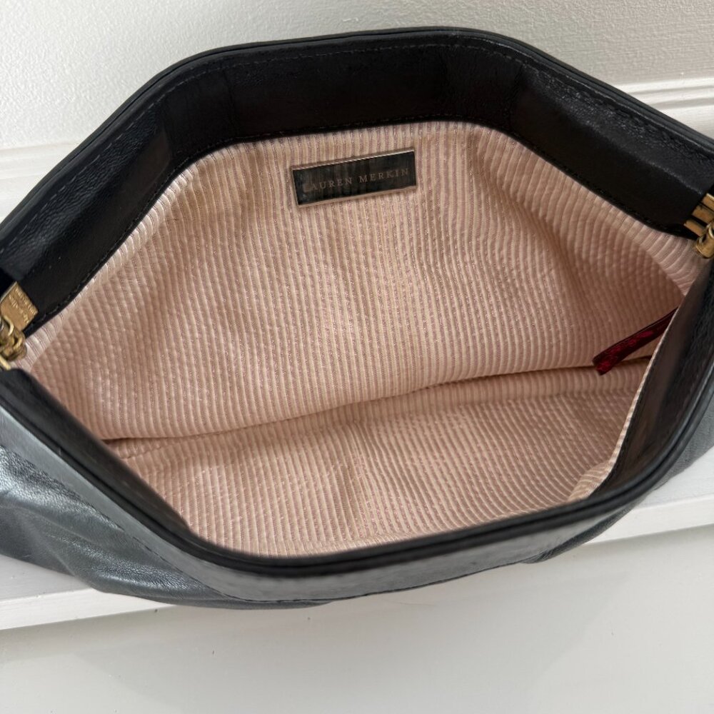 Lauren Merkin Black Leather Clutch Purse - Picture 2 of 2